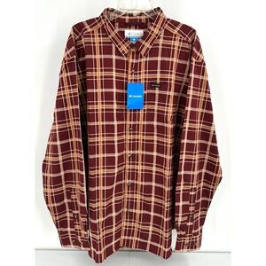 COLUMBIA VAPOR RIDGE III BUTTON FRONT SHIRT Men's Size XXL Red / Rust Plaid  NEW